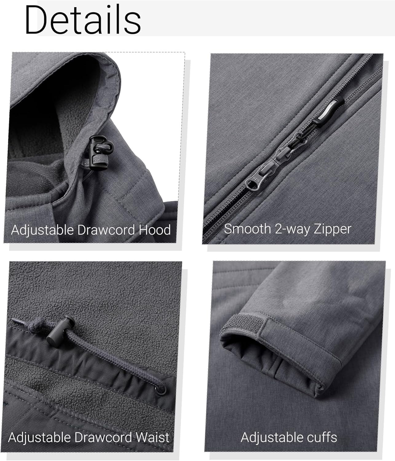 Women'S Softshell Jacket with Removable Hood Fleece Lined Windbreaker Insulated Long Warm Rain Jacket