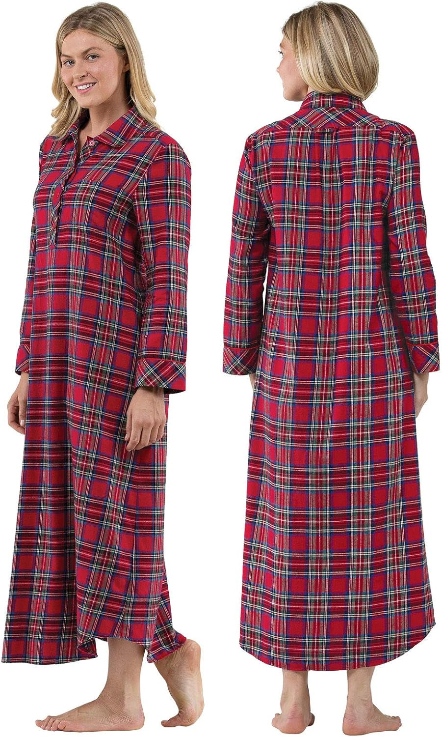 Women's Long Flannel Nightgown in Plaid