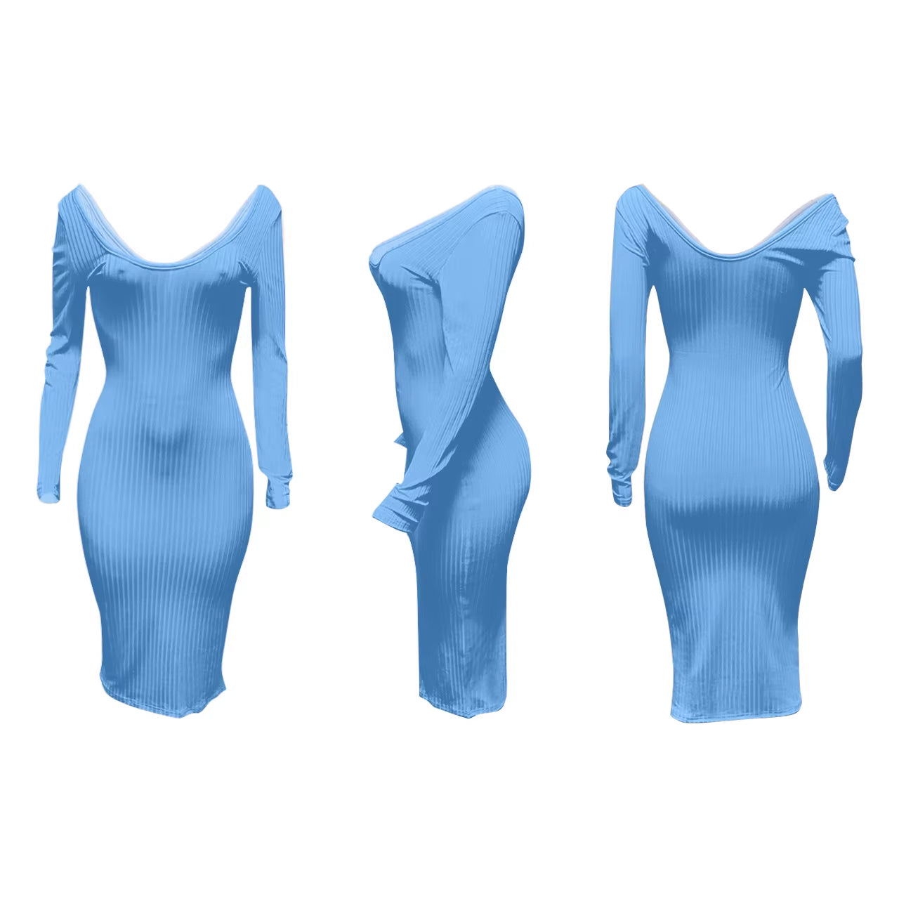 Women Autumn Solid Ribbed Maxi Knitted Dress V Neck Sexy Slim Elastic Basic Long Bodycon Dress Winter off Shoulder White Dresses