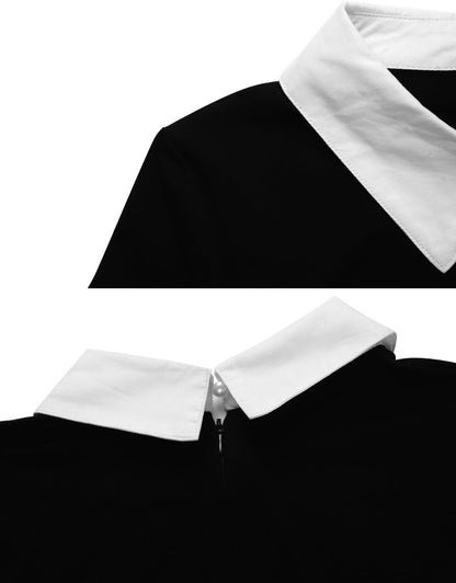 Women's Long Sleeve Casual Fall Dress 2025 with Peter Pan Collar - A-Line Fit and Flare Skater Style